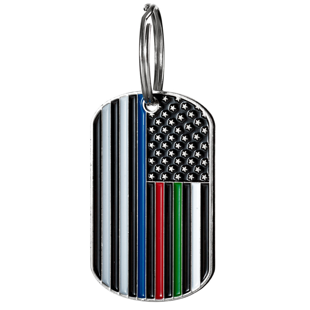 Thin Blue, Red and Green Line Flag Keychain - Hero Custom Designs
