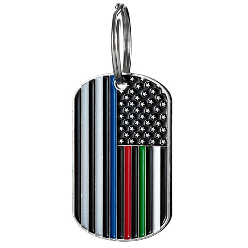 Thin Blue, Red and Green Line Flag Keychain - Hero Custom Designs